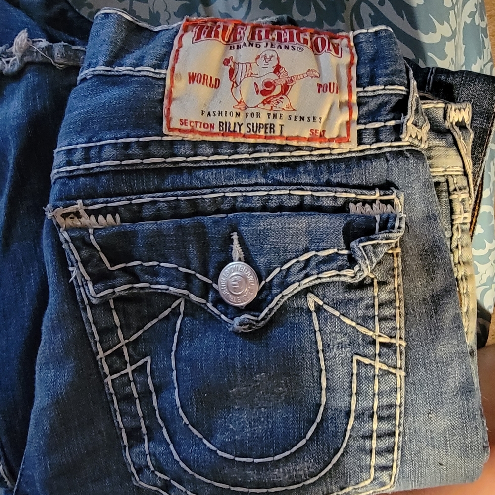 Men's True Religion jeans boot cut flap pockets